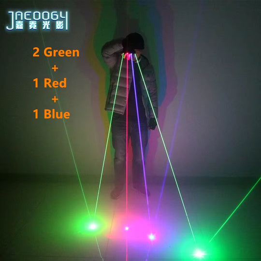 New Stage DJ Party Dancing 2 in 1 Multi-Line RGB Laser Gloves With2 Green 1 Red 1 Blue for LED Luminous Costumes Show