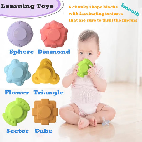 Montessori Baby Toys 0-12 Months Sensory Development Learning Educational Toys Colorful Blocks Sorting Game for Babies Infant