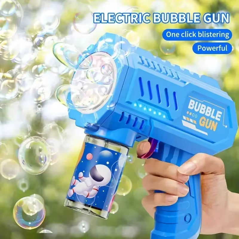 10 Holes Children Electric Bubble Gun Rocket Soap Automatic Bubble Machine Bubbles Gun Kids Summer Outdoor Bubble Blowing Toys