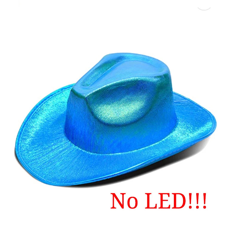 Wireless Disco Luminous Led Bride Cowgirl Hat Glowing Light Bar Cap Bachelorette Party Supplies Flashing Neon Western Cowboy Hat