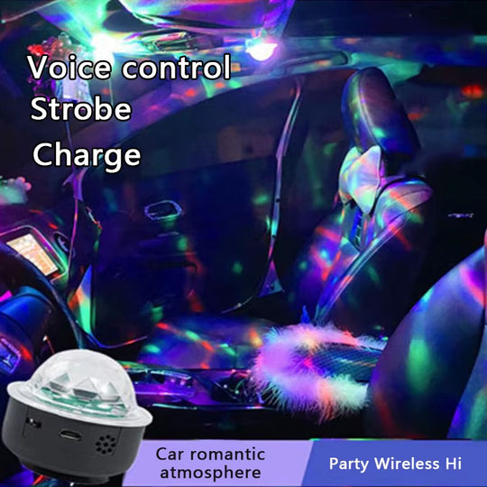 3 Watt Mini LED Effect Stage Light Interior Ambient Light Decoration Rechargeable Laser Disco Ball with Voice Control Function