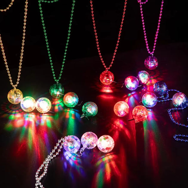 1PCS LED Disco Ball Necklaces Light up Disco Earrings 70S Disco Necklace Mardi Gras for Stage Props Bachelorette Birthday Party