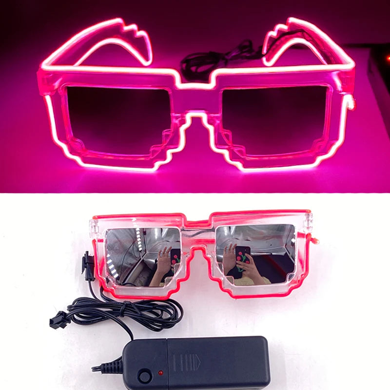 Luminous Fluorescent Glasses LED Glowing Party Supplies Steampunk Glasses with Lights Flashing Neon Goggles Glasses Club Props