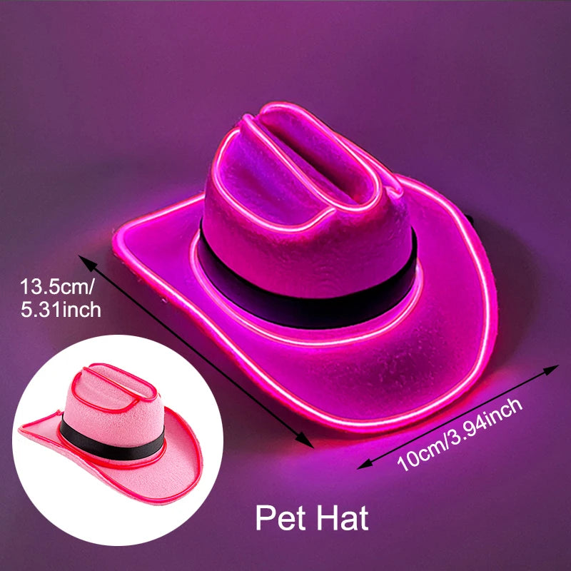 Wireless Disco Luminous Led Bride Cowgirl Hat Glowing Light Bar Cap Bachelorette Party Supplies Flashing Neon Western Cowboy Hat