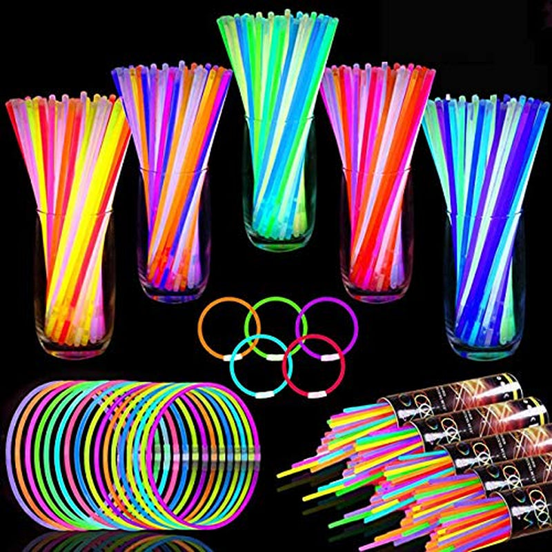 500 Glow Sticks Bulk Party Favors,Mardi Gras Glow in the Dark Party Supplies Glow Sticks Necklaces Bracelets with Connectors 8" Glowsticks Light up Toys Party Pack for Neon Festival Birthday Carnival