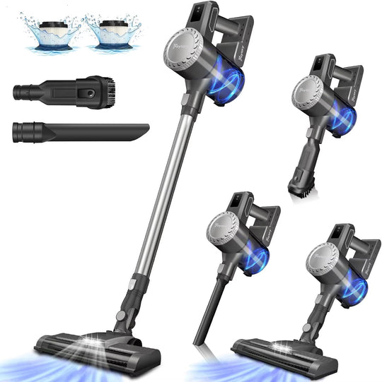 Cordless Stick Handheld Vacuum Cleaner,15000Pa 6 in 1 with LED Light+2 HEPA Filters+2000Mah 6-Cells Battery,Pet,Crevice