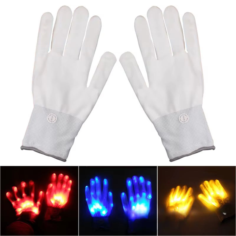 Rainbow Sparkling Gloves Rainbow Luminous Gloves LED Gloves Fluorescent Dance Performance Props Easter Party Gathering Gift