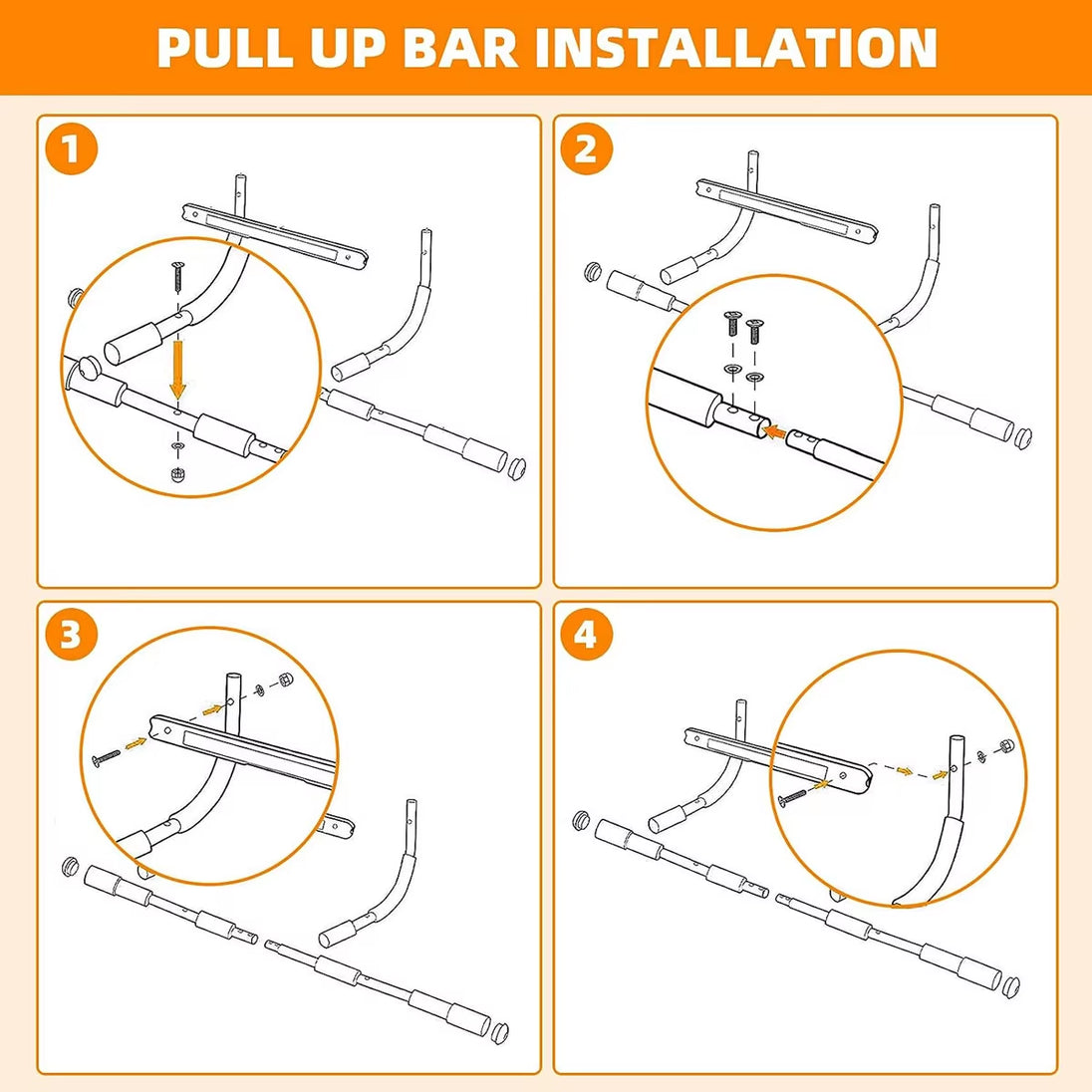 Pull-Up Bar Heavy Duty Simple Doorway Horizontal Bars Trainer for Home Gym Adjustable Alloy Steel Upper Body Fitness Equipment