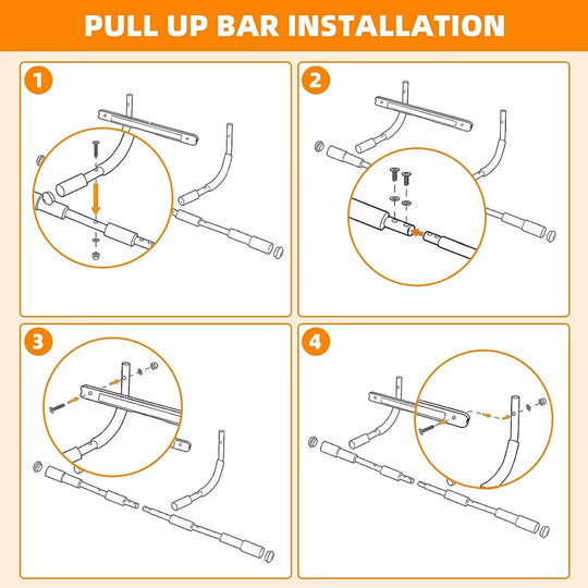 Pull-Up Bar Heavy Duty Simple Doorway Horizontal Bars Trainer for Home Gym Adjustable Alloy Steel Upper Body Fitness Equipment