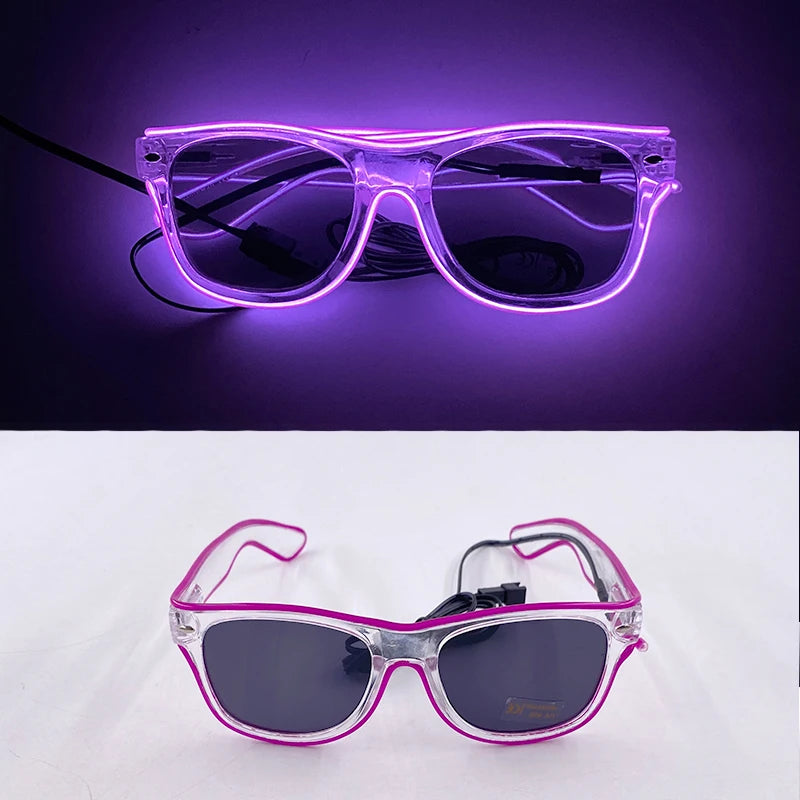 Luminous Fluorescent Glasses LED Glowing Party Supplies Steampunk Glasses with Lights Flashing Neon Goggles Glasses Club Props