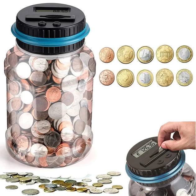 Electronic Piggy Bank Counter Coin Digital LCD Counting Coin Money Saving Box Jar Coins Storage Box for USD EURO Money Gifts