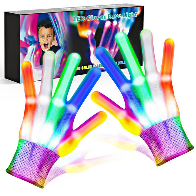 LED Gloves Neon Guantes Glowing Halloween Party Light Props Luminous Flashing Skull Gloves Stage Costume Christmas Supplies