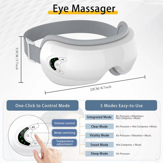 Rechargeable Electric Eye Massager, 1 Box Foldable Eye Massage Tool with 5 Modes for Christmas Gift, Portable Eye Care Instrument for Women & Men, Winter & New Year Gift, Stocking Fillers