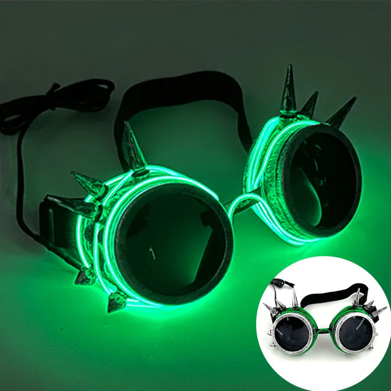 Luminous Fluorescent Glasses LED Glowing Party Supplies Steampunk Glasses with Lights Flashing Neon Goggles Glasses Club Props