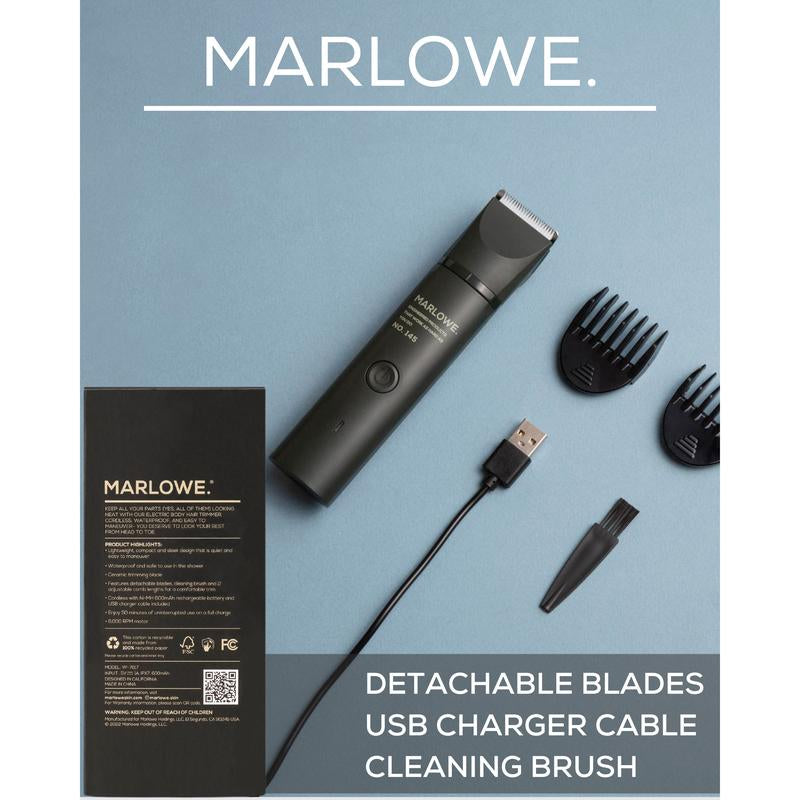 MARLOWE. - No. 145 Body Hair Trimmer for Men- Waterproof and Rechargeable Brush Adjustable Cordless Facial Lightweight Comfort Professional Hair Clipper