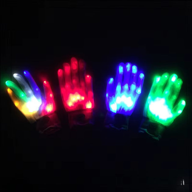 Rainbow Sparkling Gloves Rainbow Luminous Gloves LED Gloves Fluorescent Dance Performance Props Easter Party Gathering Gift