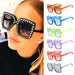 Crystal Oversized Sunglasses for Women Rhinestone Square Diamond Sun Glasses Retro Big Frame Sparkling Glasses