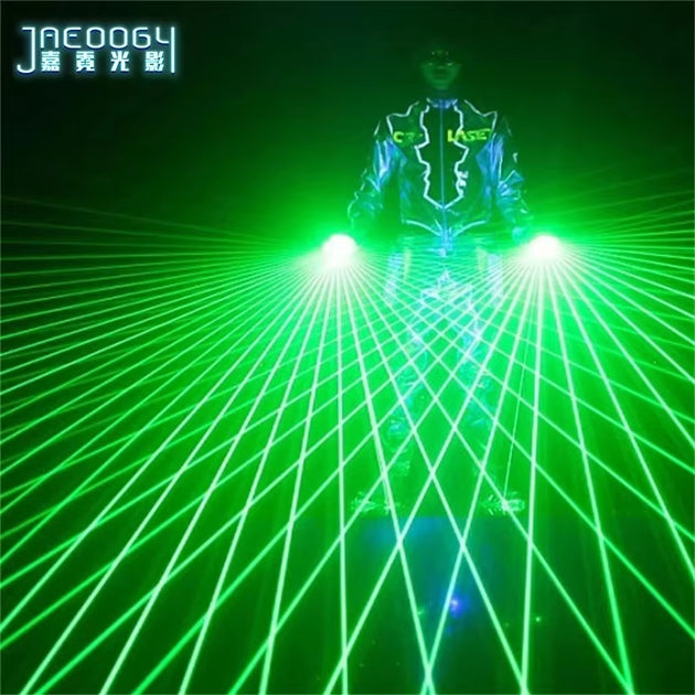 Green Gypsophila Laser Beam LED Stage Gloves, Luminous Costumes, Dance Performance, New, 532Nm, 4Pcs