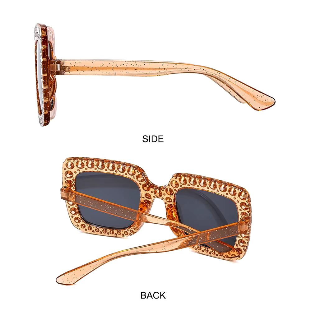 Crystal Oversized Sunglasses for Women Rhinestone Square Diamond Sun Glasses Retro Big Frame Sparkling Glasses