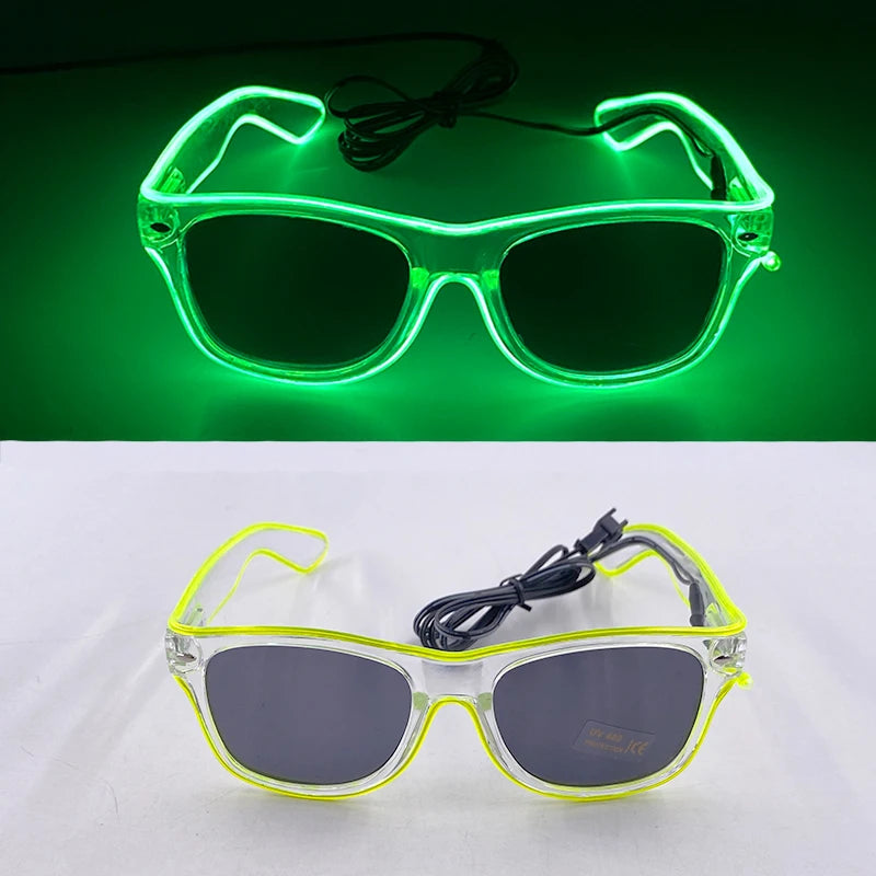 Luminous Fluorescent Glasses LED Glowing Party Supplies Steampunk Glasses with Lights Flashing Neon Goggles Glasses Club Props