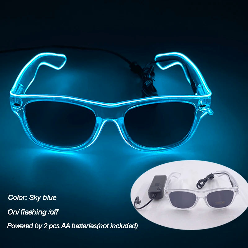 Cool Luminous Colorful LED Light up Glasses Glowing Neon Light Flashing Party Glasses for Nightclub DJ Dance Party Decor