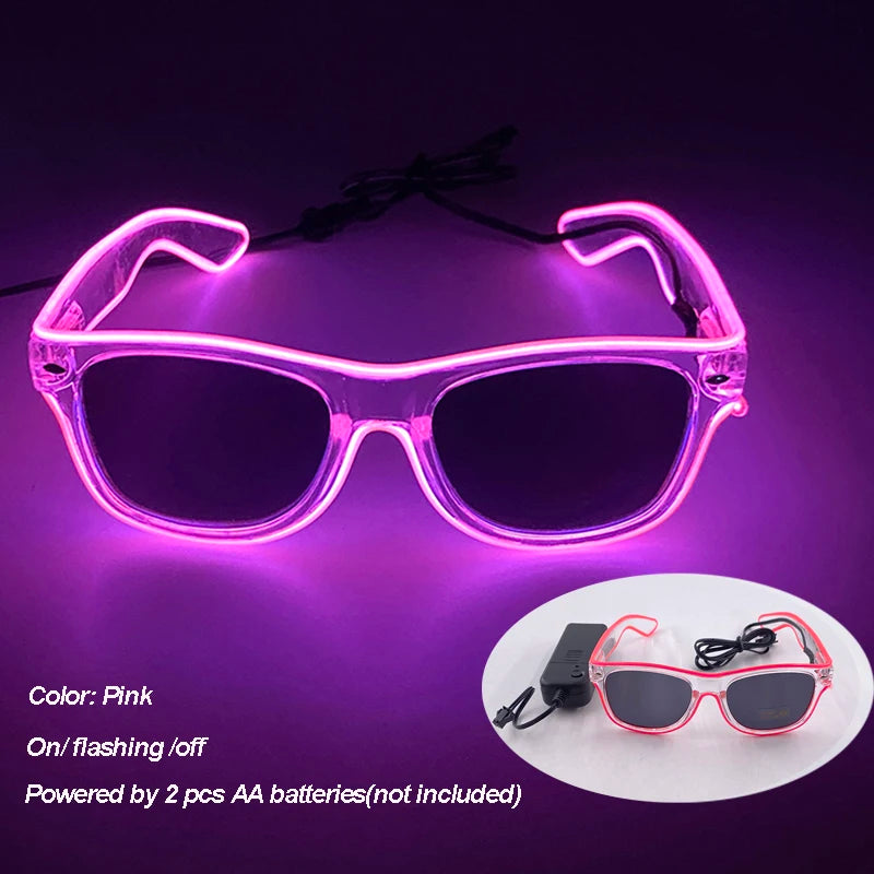 Cool Luminous Colorful LED Light up Glasses Glowing Neon Light Flashing Party Glasses for Nightclub DJ Dance Party Decor