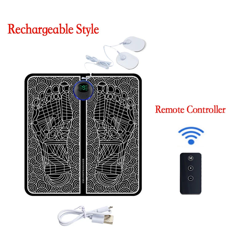 Remote EMS Foot Massager Pad Portable Electric Muscle Stimulation Massage Mat Improve Blood Circulation Relief Pain Relax Feet