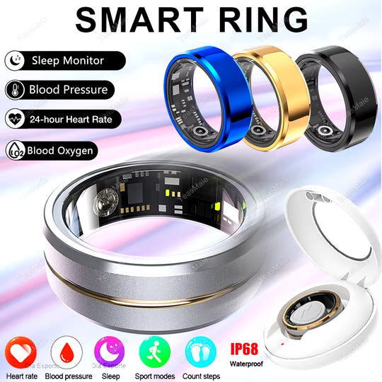 NEW Smart Ring Military Grade Titanium Steel Smart Rings for Women Men Health Monitoring IP68 & 3ATM Waterproof Multi-Sport Mode