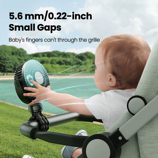 Battery Operated Small Clip on Fan, Detachable 3 Speed Rechargeable 360° Rotate Flexible Tripod Cooling Fan for Car Seat Crib