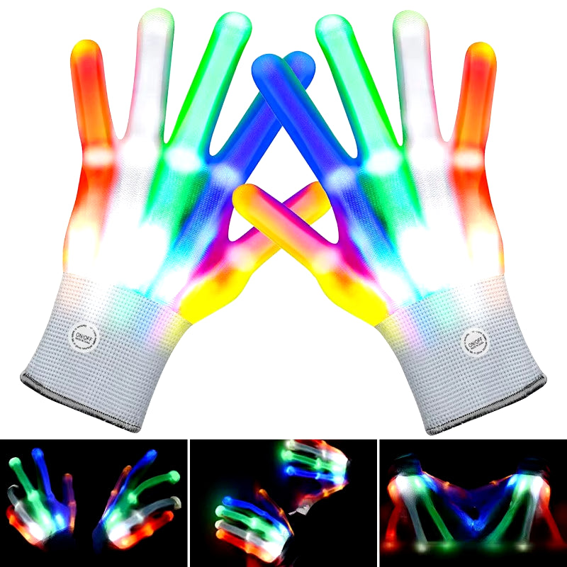 Rainbow Sparkling Gloves Rainbow Luminous Gloves LED Gloves Fluorescent Dance Performance Props Easter Party Gathering Gift