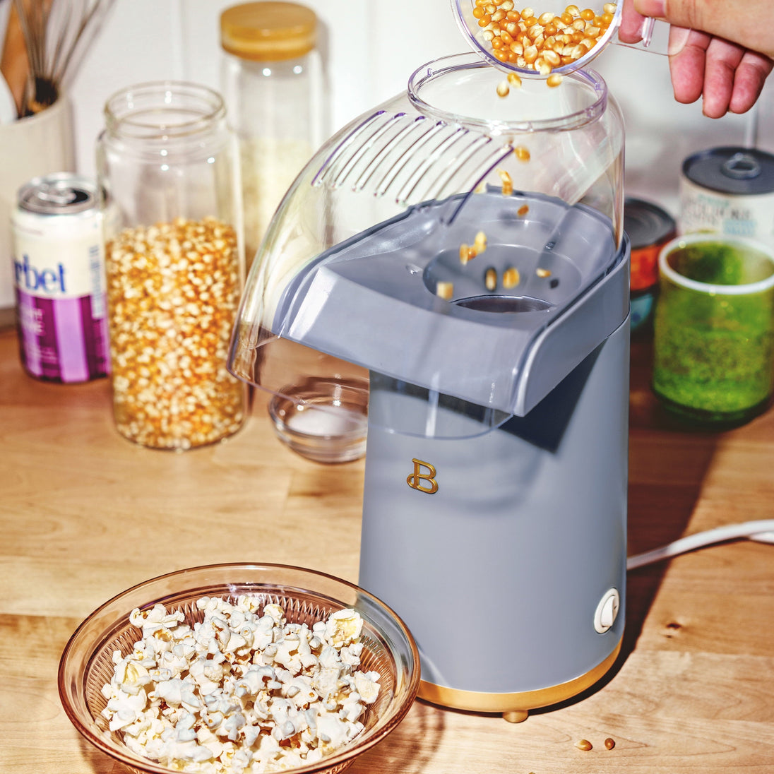 16 Cup Hot Air Electric Popcorn Maker, Cornflower Blue by Drew Barrymore