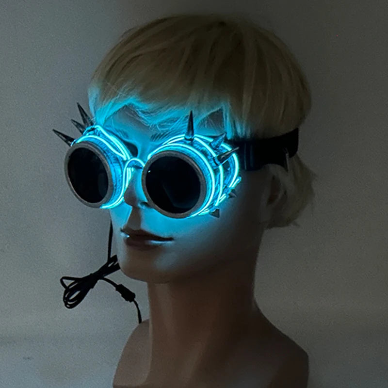 Luminous Fluorescent Glasses LED Glowing Party Supplies Steampunk Glasses with Lights Flashing Neon Goggles Glasses Club Props