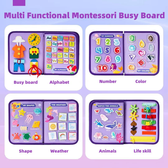 1 Piece Montessori Busy Board, Multifunctional Preschool Education Toy, Portable Travel Design, Children'S Fine Motor Training,