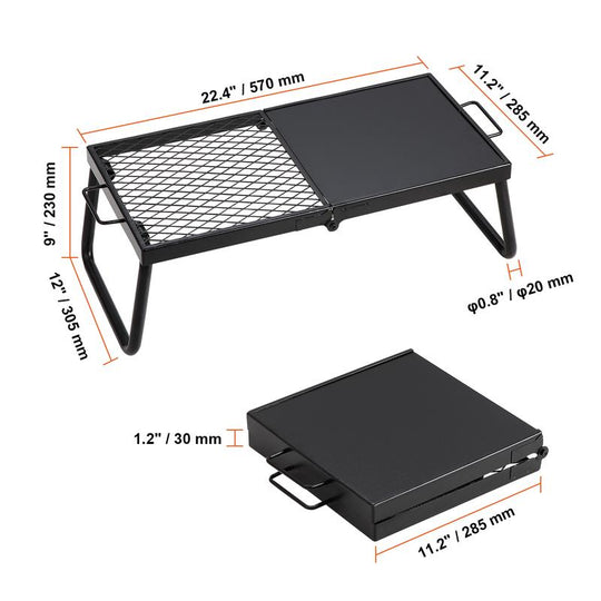 VEVOR Folding Campfire Grill, Heavy Duty Steel Mesh Grate, 22.4" Portable Camping Grates over Fire Pit, Camp Fire Cooking Equipment with Legs Carrying Bag, Grilling Rack for Outdoor Open Flame Cooking