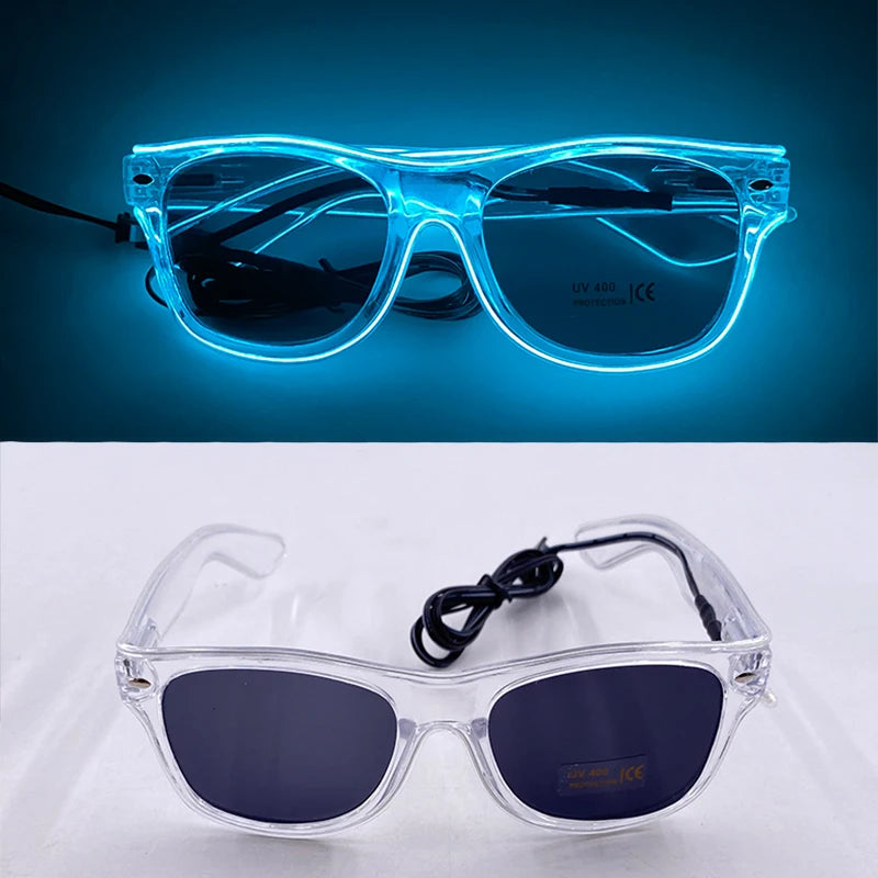 Luminous Fluorescent Glasses LED Glowing Party Supplies Steampunk Glasses with Lights Flashing Neon Goggles Glasses Club Props