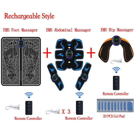 Remote EMS Foot Massager Pad Portable Electric Muscle Stimulation Massage Mat Improve Blood Circulation Relief Pain Relax Feet