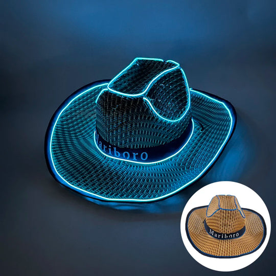 Wireless Disco Luminous Led Bride Cowgirl Hat Glowing Light Bar Cap Bachelorette Party Supplies Flashing Neon Western Cowboy Hat