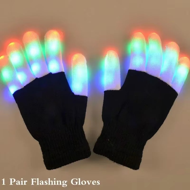 LED Glow Glove Rave Light Neon Party Flashing Gloves Glow Finger Tip Lighting Bright Supplies for Children Novelty Party Toys