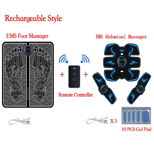 Remote EMS Foot Massager Pad Portable Electric Muscle Stimulation Massage Mat Improve Blood Circulation Relief Pain Relax Feet