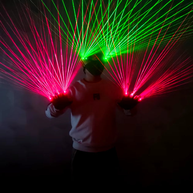 Laser Gloves Nightclub Stage Show Laser Props LED Robot Laser Multi-Beam Glasses Glove Accessories Halloween Party Supplies