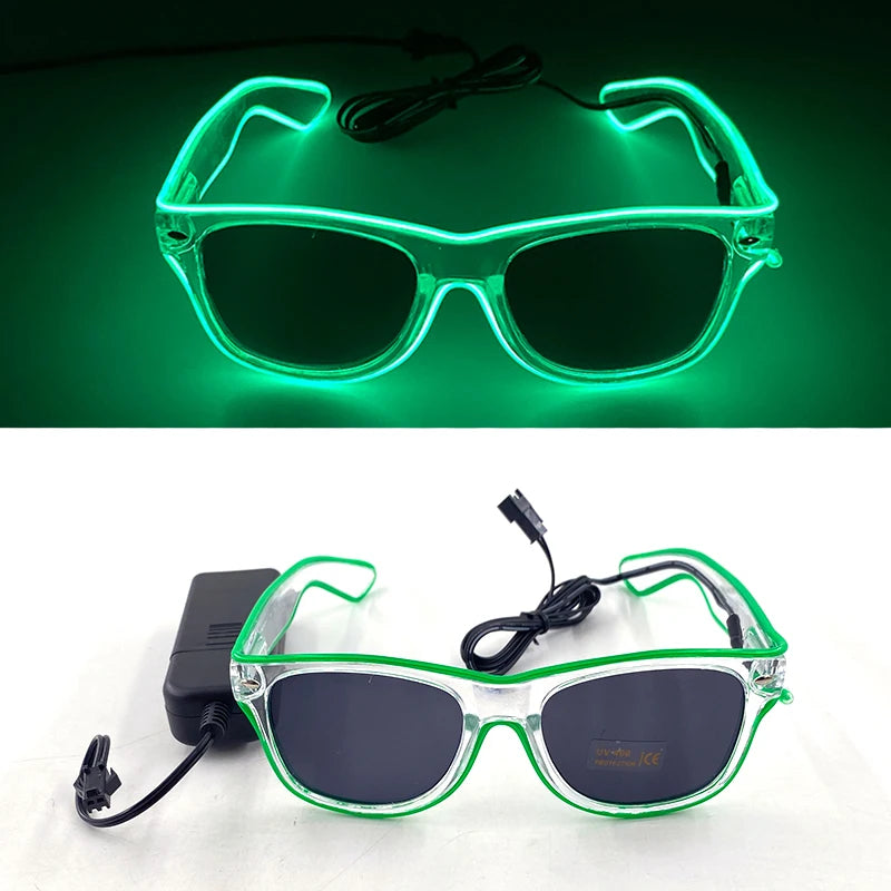 Luminous Fluorescent Glasses LED Glowing Party Supplies Steampunk Glasses with Lights Flashing Neon Goggles Glasses Club Props