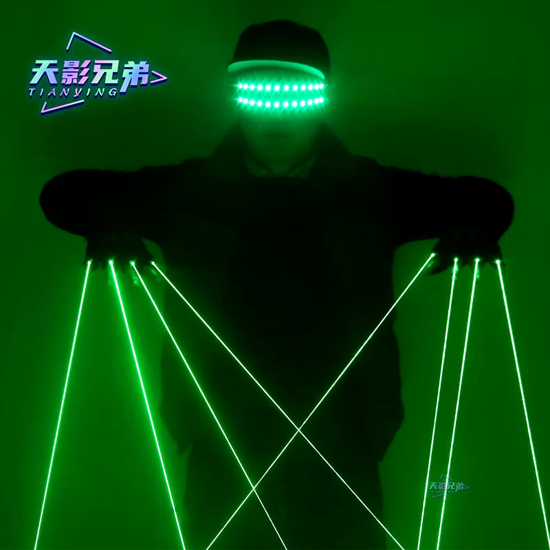 Green Laser Gloves with LED Luminous Glasses DJ Bar Street Dance Luminous Gloves Dance Show Stage Performance Party Props