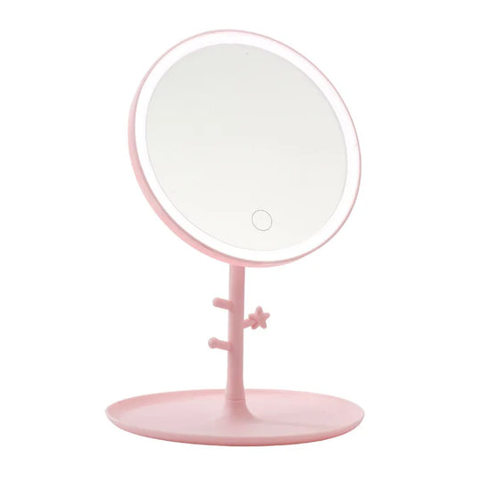 LED Touch Screen Makeup Mirror Folding Mirror Lighted Makeup Mirror 3 Colors Light Modes USB Rechargeable Cosmetic Mirror Tools