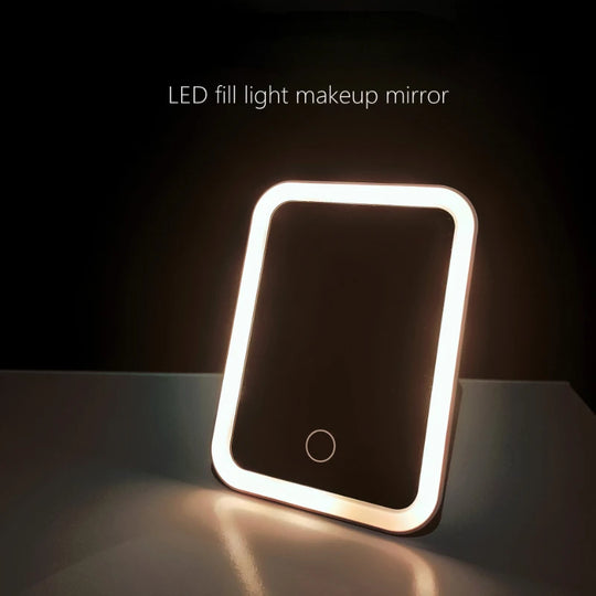 LED Touch Screen Makeup Mirror Folding Mirror Lighted Makeup Mirror 3 Colors Light Modes USB Rechargeable Cosmetic Mirror Tools