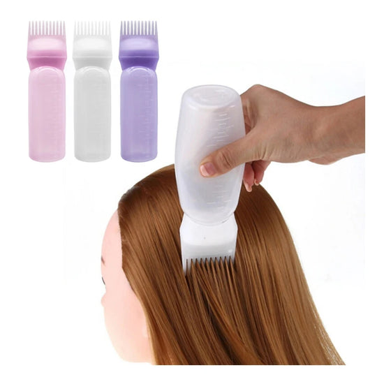 3 Color Salon Hair Oil Applicator Bottle Professional Hairdressing Dyeing Comb Bottles Barbershop Hairdresser Coloring Supplies