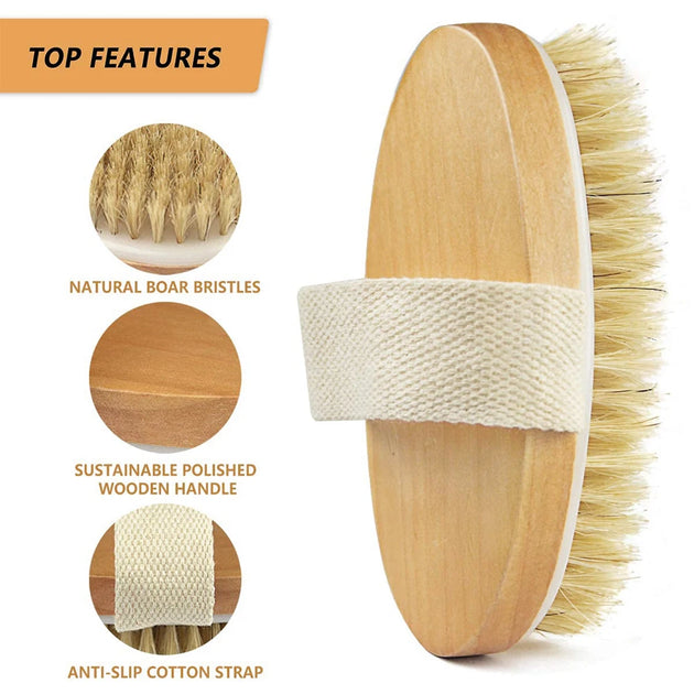 1Pcs Exfoliating Wooden Body Massage Shower Brush Natural Bristle Bath Brush Soft SPA Woman Man Skin Care Wet Dry Body Brush