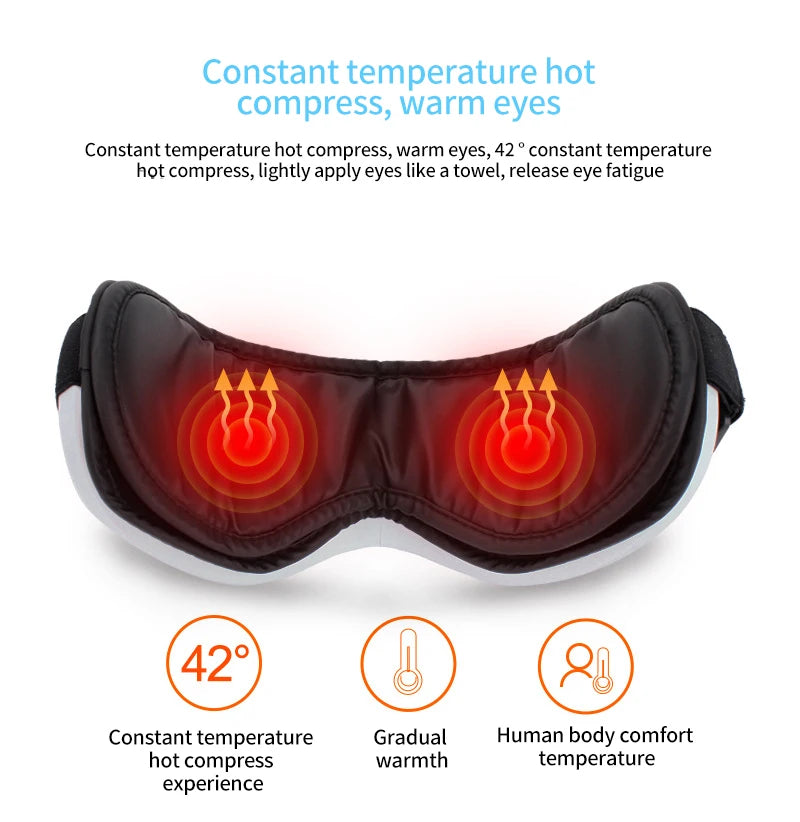 6D Smart Eye Massager Airbag Hot Compress Bluetooth Music Vibration Heating Eye Massage Eye Care Mask Relax Fatigue Travel Rest