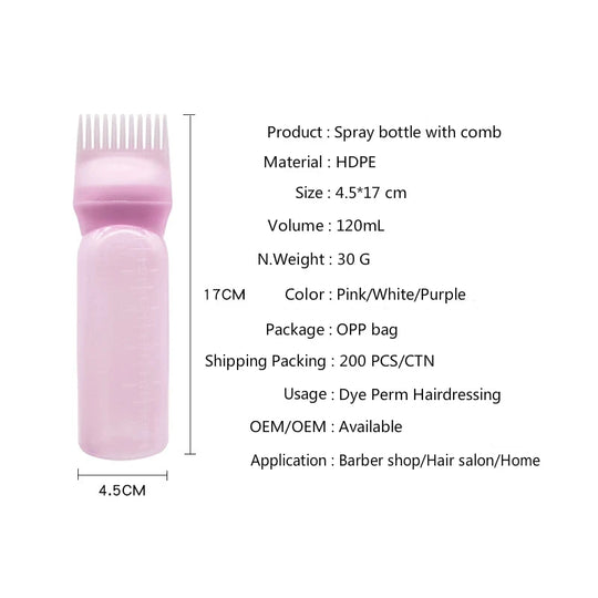 3 Color Salon Hair Oil Applicator Bottle Professional Hairdressing Dyeing Comb Bottles Barbershop Hairdresser Coloring Supplies