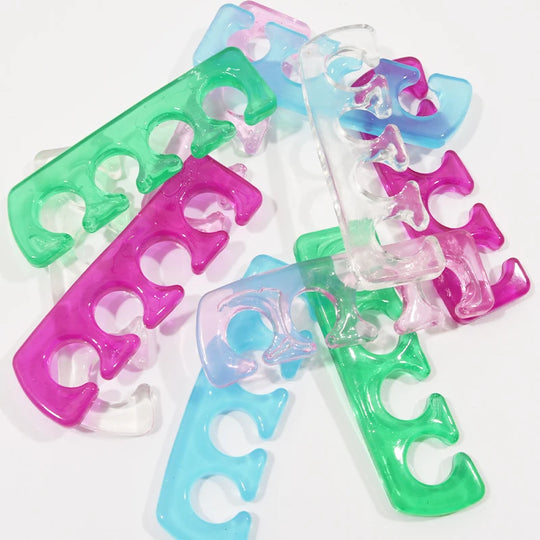 2Pcs (1Pair)Soft Silicone Finger Toe Separator Soft-Silicon 5 Colors Flexible Finger Toe Spacers for Nail Polish Pedicure Tools