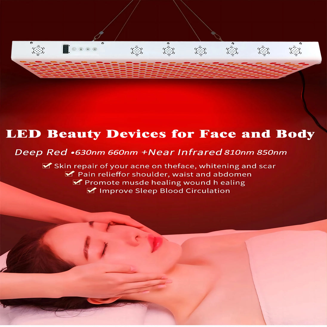 Dual Chip Red Light Therapy Panel Lamp 630Nm 660Nm near Infrared Therapy Light 810Nm 850Nm LED Beauty Devices for Face and Body